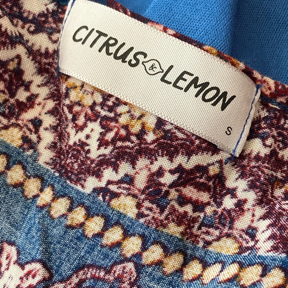 Citrus & Lemon Geometric Pattern Maxi Dress Small - image 4